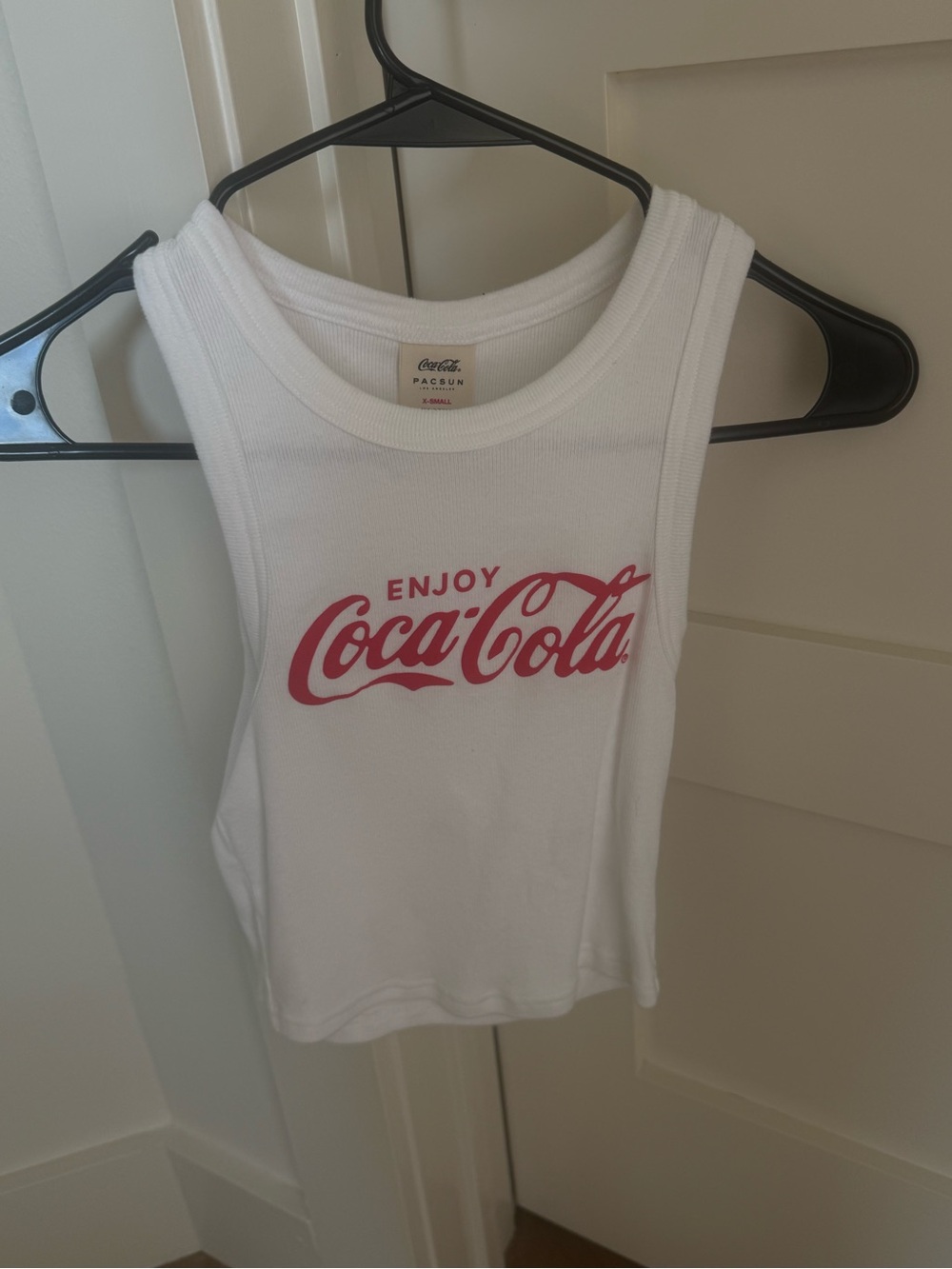 Pacsun x Coca Cola White Ribbed Tank Top with Red Logo